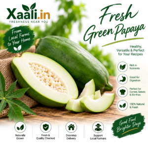 Fresh, firm and crisp green papaya with a mild flavour, perfect for everyday cooking. Great for curries, traditional Assamese dishes, salads, stir-fries, soups and pickles.