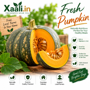 Fresh, flavourful pumpkin—perfect for curries, soups and everyday cooking. 🎃 Carefully selected and delivered by Xaali.in.